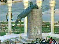 Saddam's statue is toppled in Baghdad