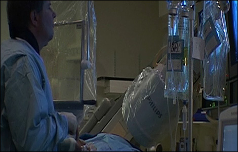 The cath lab in operation.