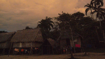 An amazing sunset behind the longhouse