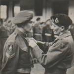 Frank Shepherd receiving the Military Medal from General Montgomery in Brussels, 1945