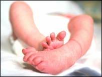 Feet of a newborn baby
