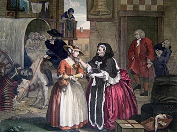 A Harlot's Progress: Plate One - 'Moll arrives in London'
