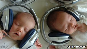 Babies listening to music