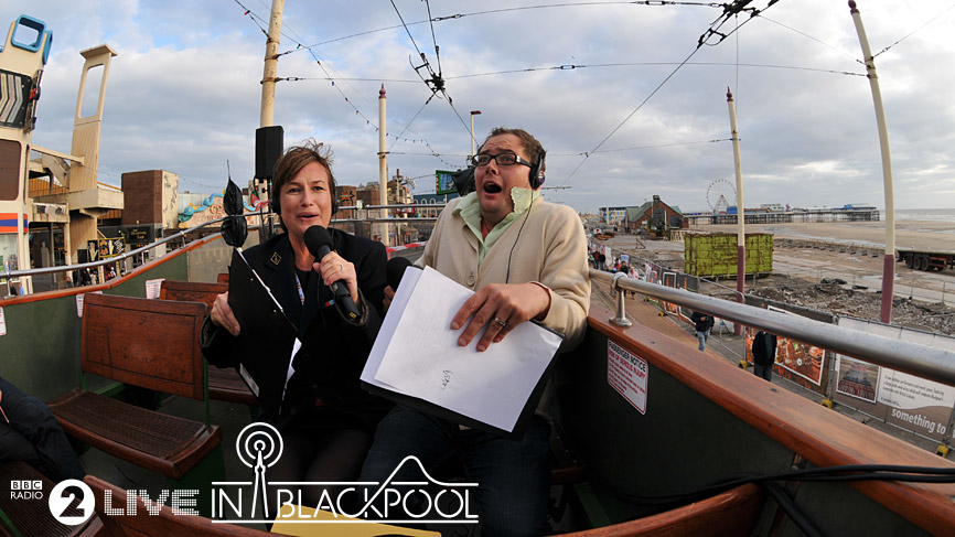 Alan Carr on Blackpool's Princess Alice Tram