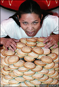 An image from a mince pie-eating competition