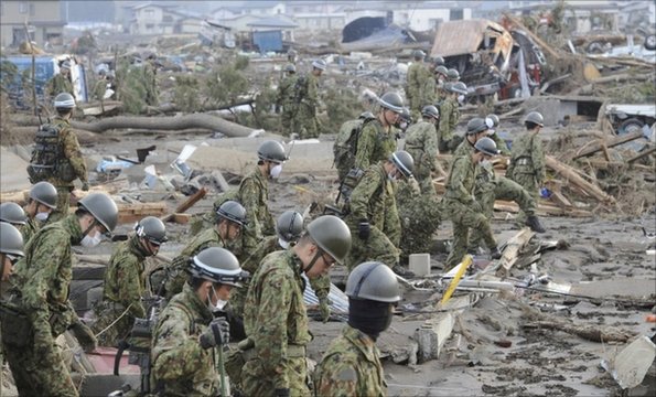 Japanese troops in recovery operation.