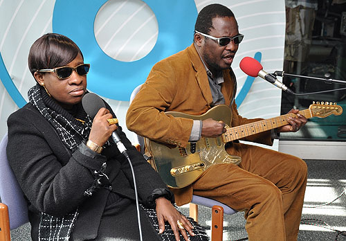 Mariam Doumbia and Amadou Bagayoko performing in the BBC 6 Music studios