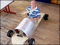 Ray in billy cart