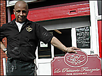 Franz Macfarlane outside his shop