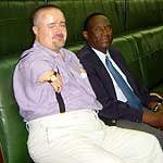 Geoff and James Mwandha in Uganda's parliament