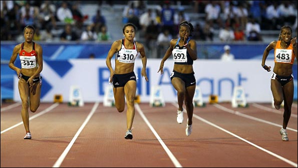 Jodie Williams (second from left) in action in Moncton