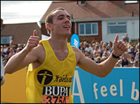 Runner finishing the Great North Run 2007