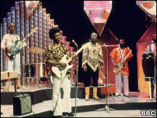 Osibisa perform on BBC Top of the Pops TV show in the 1970s