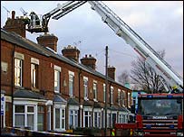 Damage to a chimney of a house in Leicester