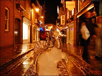 Dinosaur ice sculpture
