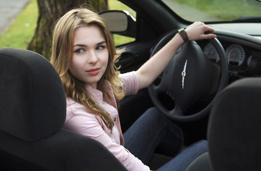 Amanda Bloom in her car