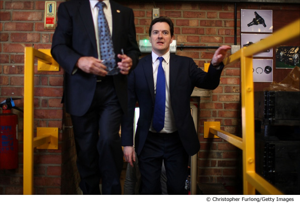 Conservative George Osborne tours the workshops of Squires Gear and Engineering Ltd in Coventry