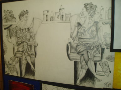 Two ladies in a salon (GCSE exam)