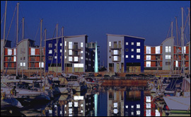 Artists impression of how the golden jubilee neddle will sit in it's waterfront centre surroundings.