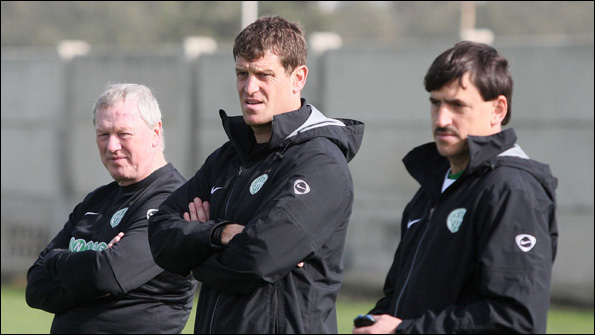 Craig Short (centre) with his Ferencvaros management team