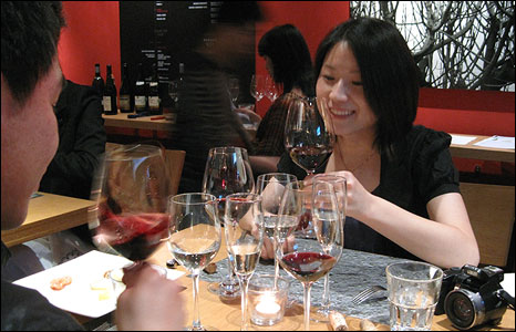 Chinese people wine tasting
