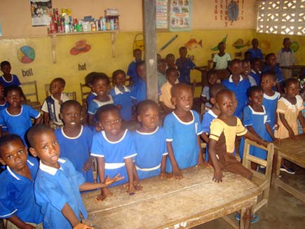 A classroom full of schoolchildren