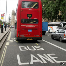 Bus in bus lane