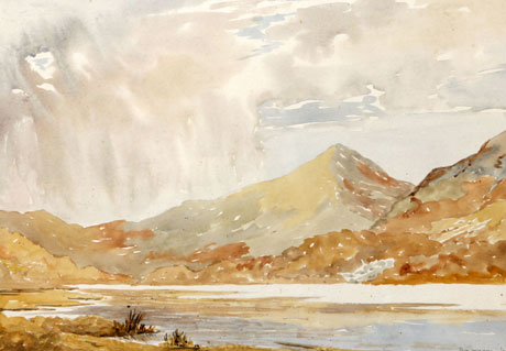 Llyn Dinas watercolour by Sir Kyffin Williams. Image copyright © 2002-2011 Bonhams 1793 Ltd.