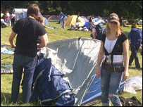 Putting up the tent