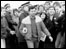 A miner walks past the picket line at Bilston Glen pit. Photo courtesy of The Daily Record.