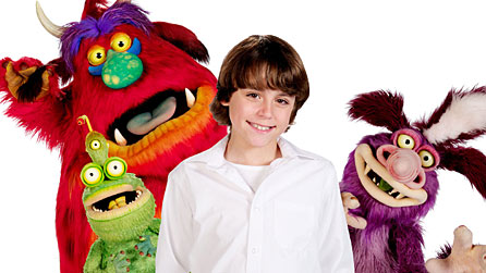 Eddie (Macauley Keeper) with monster pals Haggis, Fiend and Norman