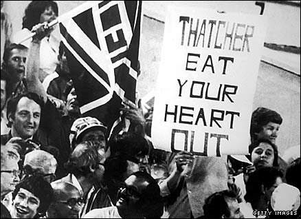 A banner at the 1980 Moscow Olympics referring to the British government's request that Team GB should boycott the Games