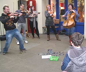 Buskers performing in Covent Garden