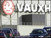 Vauxhall cars outside Vauxhall manufacturing plant