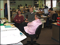 Breakfast production team in the office