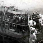 Taking off some of the survivors alongside the Empire Patrol 30th September 1945