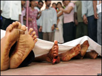 Bodies of the bomb blast victims