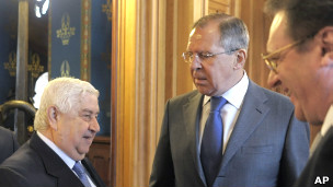 بوگدانوف، لاوروف و وزیر خارجه سوریه