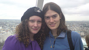 Andrea during a trip to London with a friend