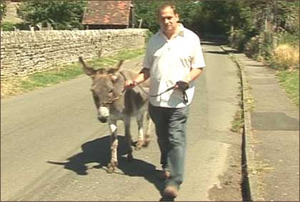 BBC H&W's Ben Sidwell with Hosanna the donkey