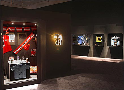 Entrance to the museum - even the statues have football boots on