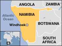 Mapa Namibie