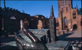 Coventry Cathedral ruins and sculpture 