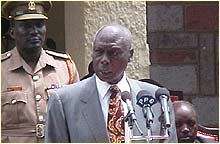 Daniel Arap Moi addresses the Somali peace conference
