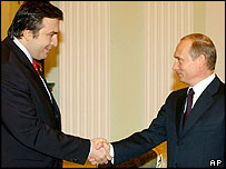 Mihail Saakaşvili ve Vladimir Putin