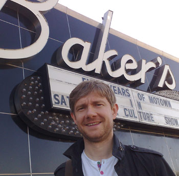 Martin Freeman outside Baker's Keyboard Lounge in Detroit
