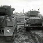 Mosque taken from the Fort Sidna-Ali with tanks in the foreground January 1946. Tanks of the 6th Airborne Armoured Reconnaissance Regiment guarding Sidna-Ali Police Fort after attack by terrorists