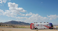 The Talking America bus crosses the desert