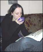 Catherine enjoys a cup of tea