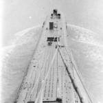 Front deck and bow of Rorqual February 1945.